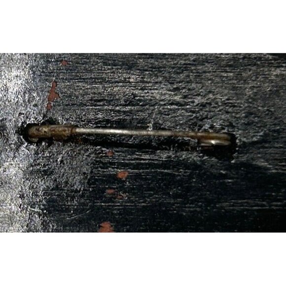 Hand-Painted Vintage Oval Floral Brooch Red Yellow Flower Design Black Lacquered - Picture 6 of 11